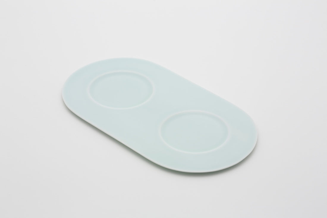 1616/ arita japan S&B Platter For Milk & Sugar Set White/Light Blue Pain White/Light Blue