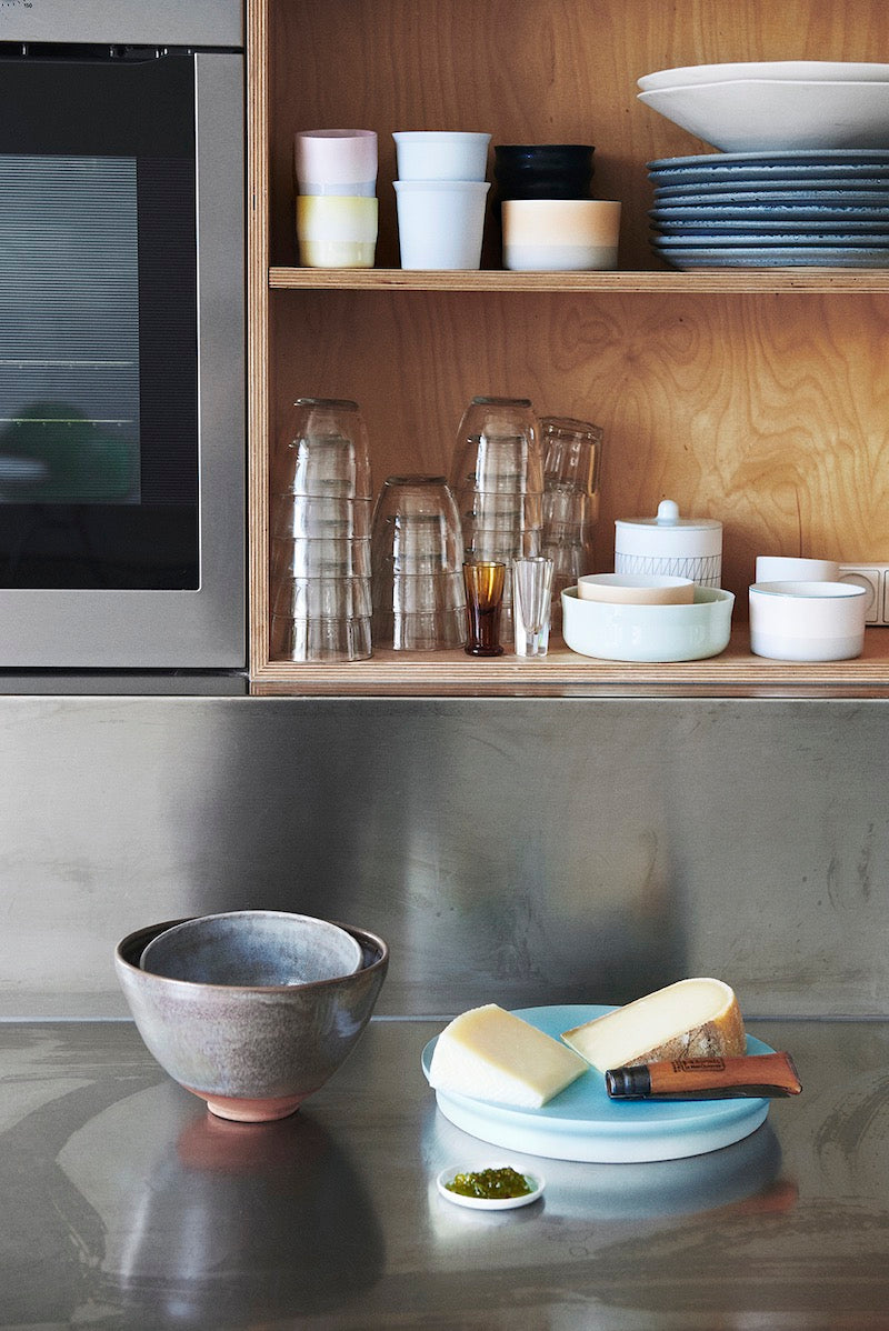 1616/ arita japan S&B Platter Blue/White/Light Blue Orange Grid/Red/Light Yellow