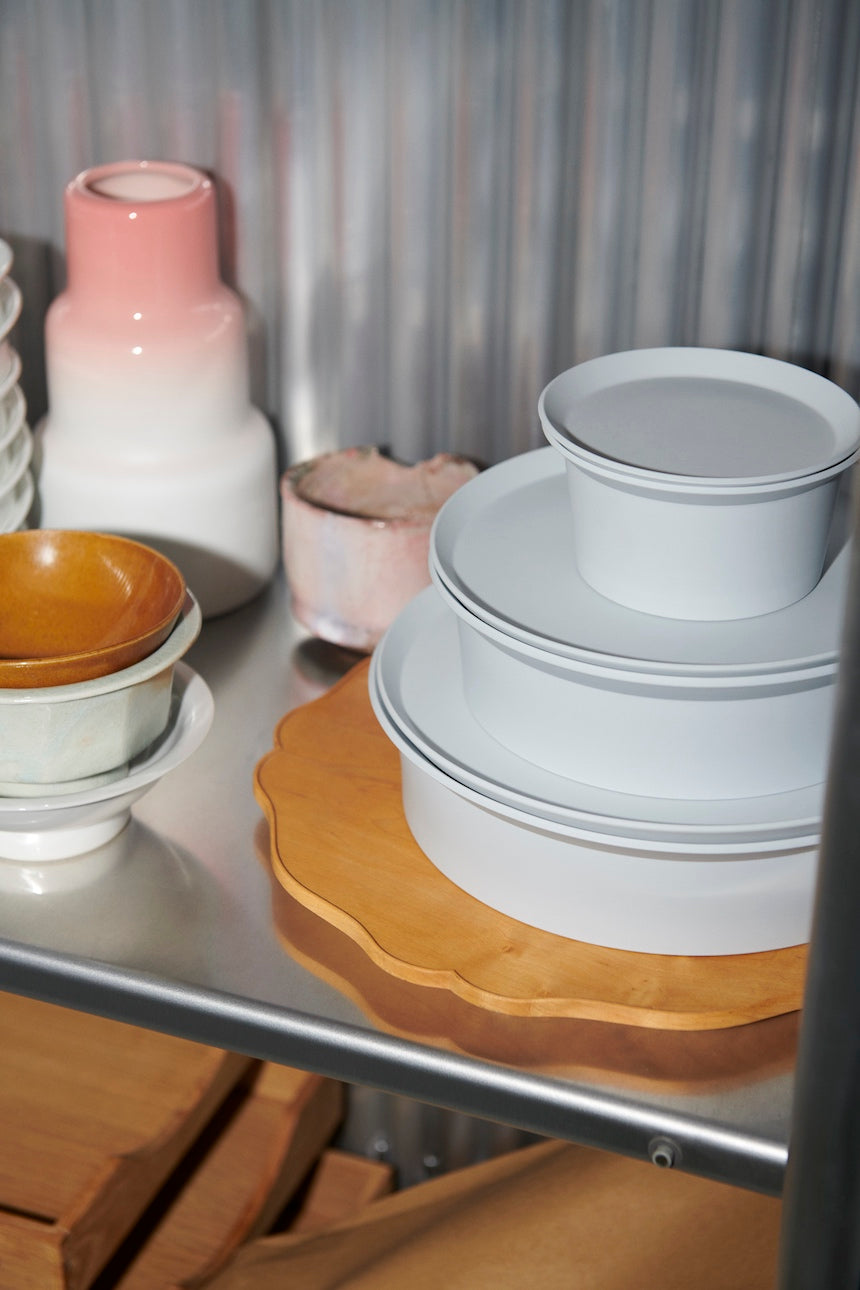 1616/ arita japan S&B Vase Low Silver Line/Light Blue/Pink/White