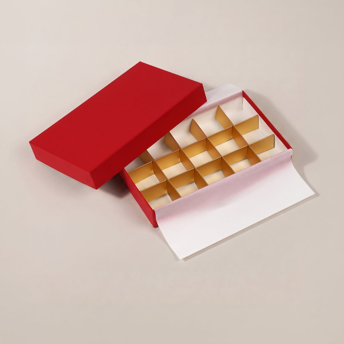 チョコレートギフトボックス  FEATHER CASE 4仕切/6仕切/9仕切/15仕切/20仕切  ブラウン・レッド (20個)