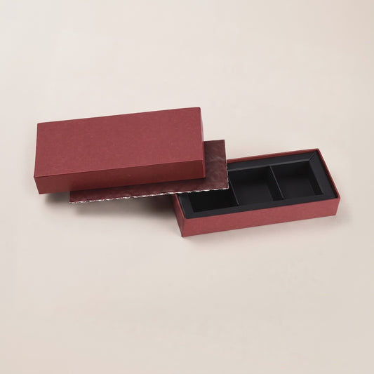 チョコレートギフトボックス  SQUARE BOX 3仕切/4仕切/6仕切  ボルドー･グレー (20個)