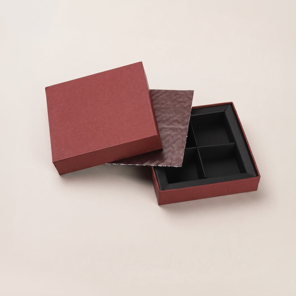 チョコレートギフトボックス  SQUARE BOX 3仕切/4仕切/6仕切  ボルドー･グレー (20個)