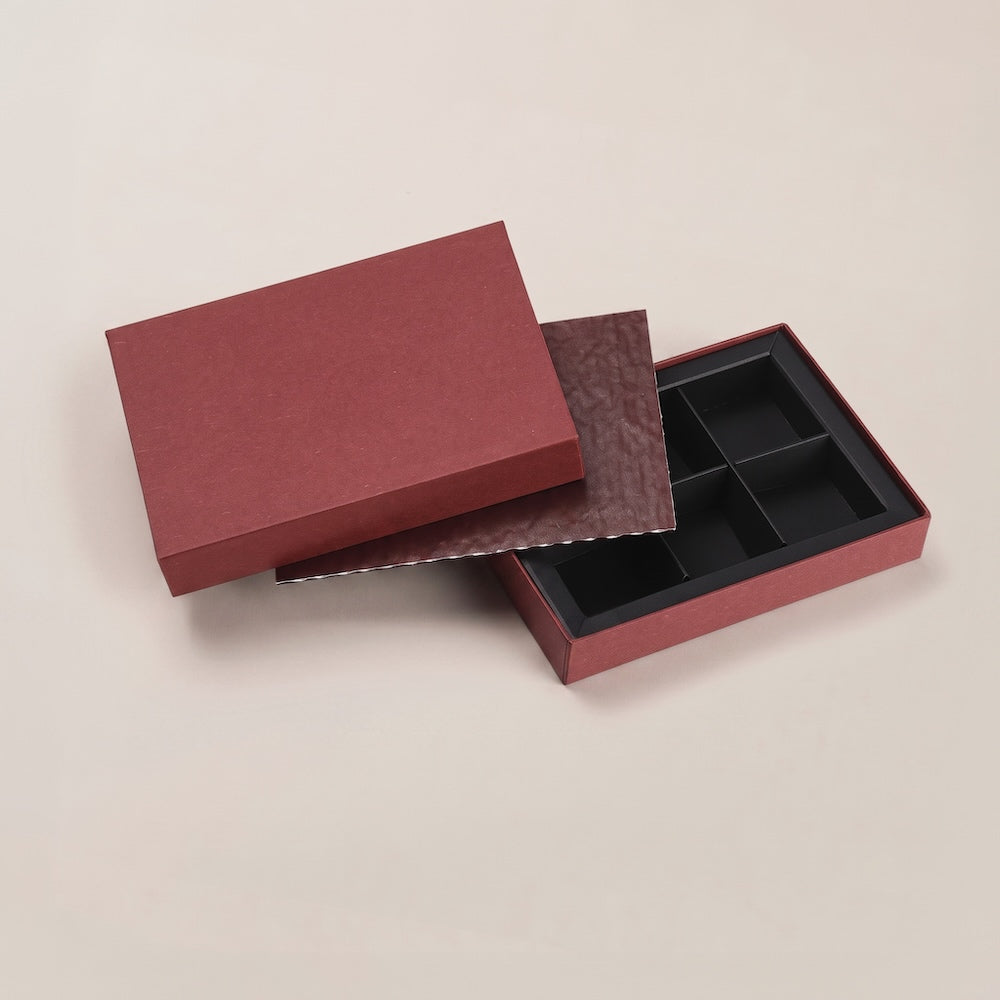 チョコレートギフトボックス  SQUARE BOX 3仕切/4仕切/6仕切  ボルドー･グレー (20個)