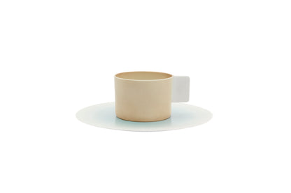 1616/ arita japan S&B Coffee Cup & Saucer White/Light Brown/Light Pink