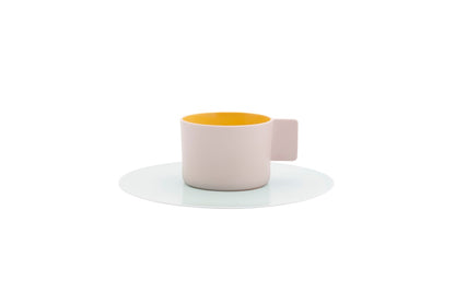 1616/ arita japan S&B Coffee Cup & Saucer White/Light Brown/Light Pink