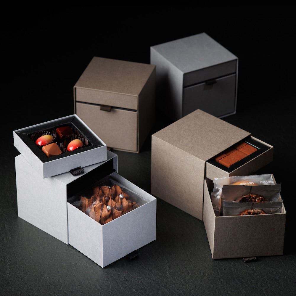 チョコレートギフトボックス  2 DRAWER BOX  クールグレー・ウォームグレー  (20個)