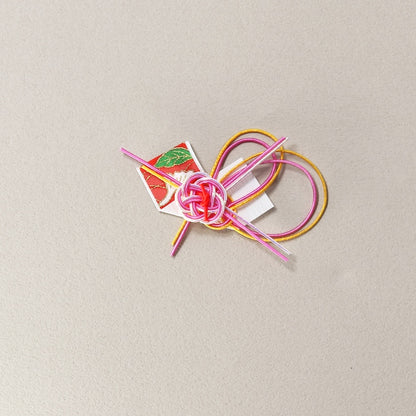 料理飾り 【水引飾り】H-No9 ピンク / H-No11 黄緑 (両面テープ付き)  (100個)