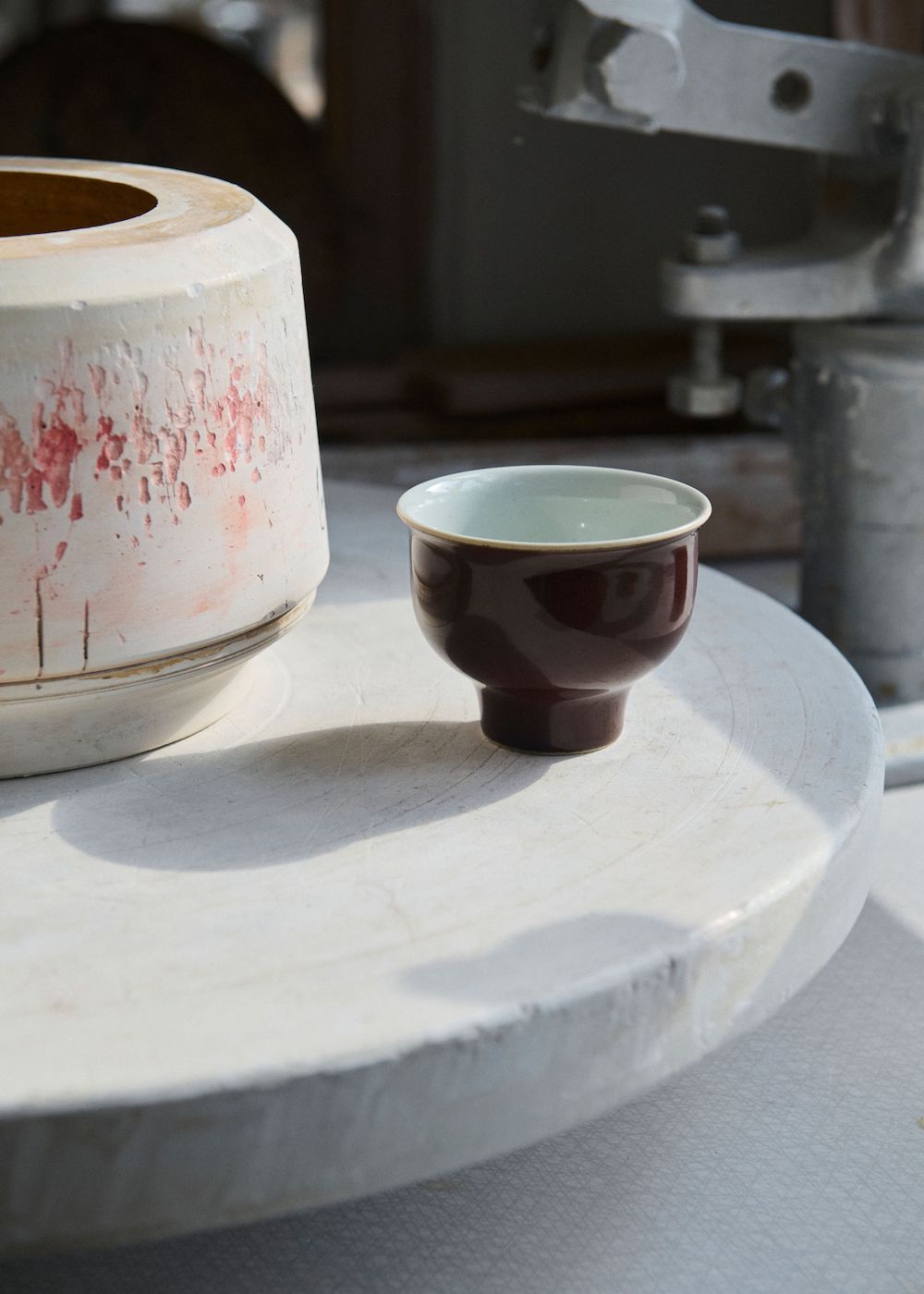 1616/ arita japan MANZ Tea Cup Brown/Blue/Natural