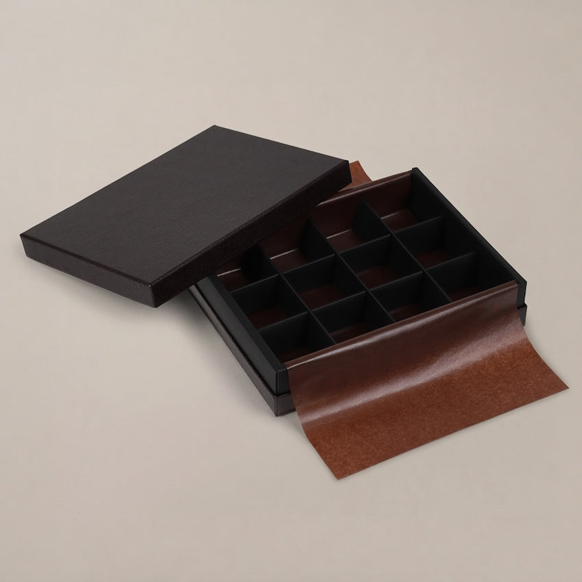 チョコレートギフトボックス  COMBI A CASE 1ヶ用/2仕切/3仕切/4仕切/5仕切/6仕切/9仕切/10仕切/12仕切/15仕切/20仕切 ブラック・ワインレッド (20個)
