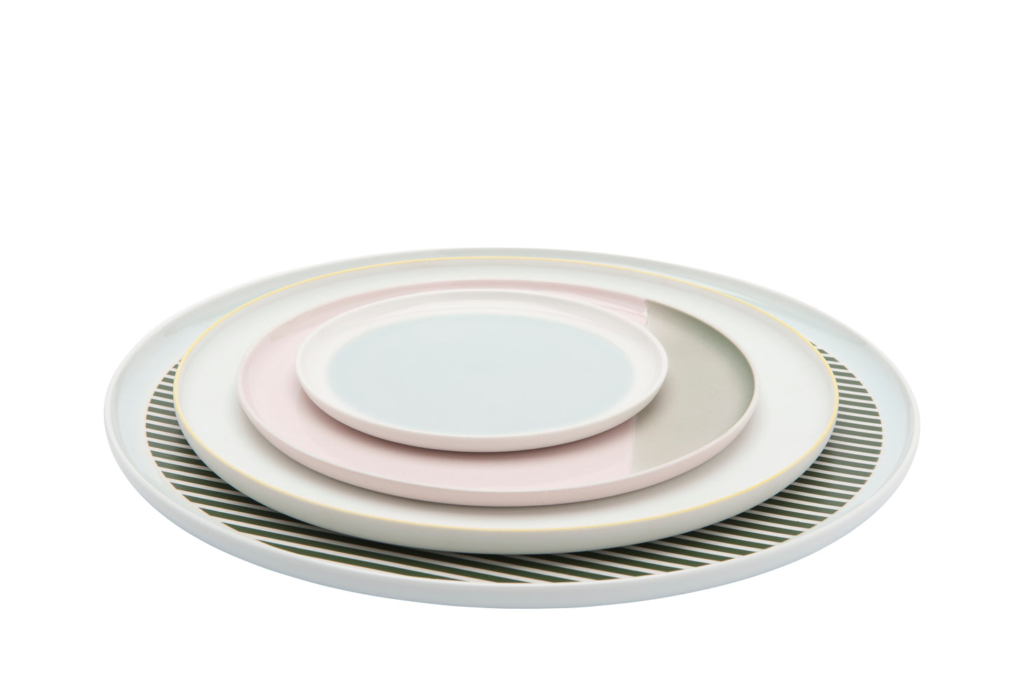 1616/ arita japan S&B FlatPlate 120 Light Blue/170 Pink Gray/220 Pain White Yellow/270 Green Stripes